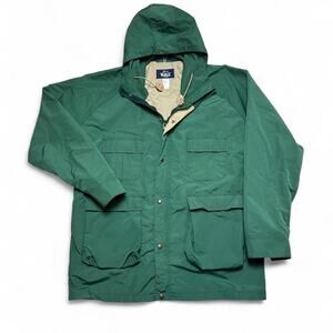 Woolrich 90s Vintage Green Khaki Nylon Parka Hooded Gorpcore Jacket XL